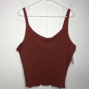 NWT Old Navy Rib-Knit Lettuce Edge Trim. Tank Top Rust. Size XXL.